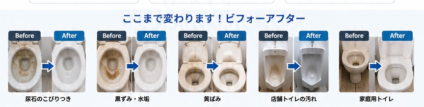 トイレ清掃のビフォーアフター事例